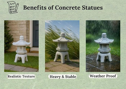 Asian Pagoda Figure Conrete Oriental Lantern Decoration Outdoor Sculpture Yard Chinese Style Zen Garden Ornament Front Door Japanese Figure