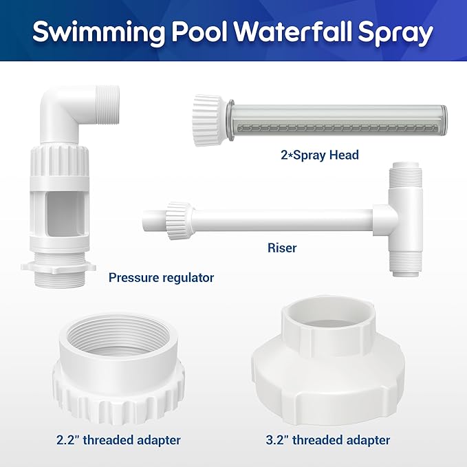 Pool Fountain for Inground Pools, Pool Sprinkler Fountain Upgraded Hydro-Powered Glow Adjustable Spray, Pool Waterfall Fountain Pool Accessories、Cooling & Relaxation