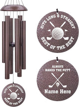 Personalized Memorial Golf Wind Chime – “Always Makes the Putt” Custom Engraved Gift for Golf Lovers, Long & Straight Tribute Keepsake