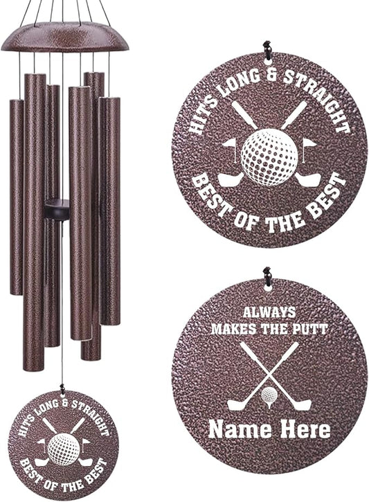 Personalized Memorial Golf Wind Chime – “Always Makes the Putt” Custom Engraved Gift for Golf Lovers, Long & Straight Tribute Keepsake