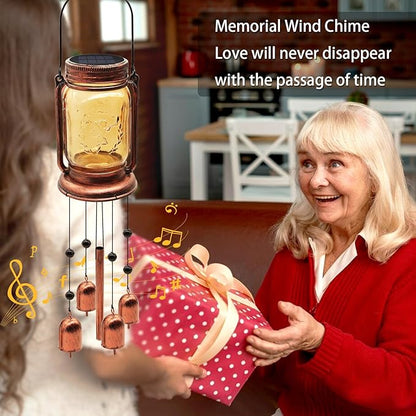 2 Pack Solar Wind Chimes for Outside, for Mom Women Grandma,Solar Mason Jar Wind Chime Light Unique Hanging Wind Chimes Outdoor,IP65 Waterproof, Yard Garden Terrace Courtyard