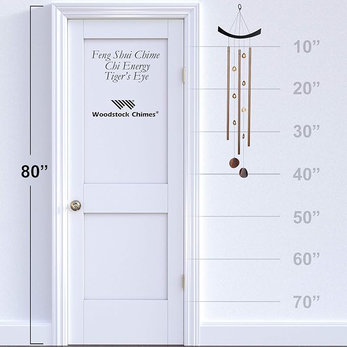 Woodstock Chimes Signature Collection, Woodstock Feng Shui Chime, 41'' Chi Energy Tiger's-Eye Eastern Energies Wind Chimes for Outdoor, Patio, Home or Garden Décor (CET)