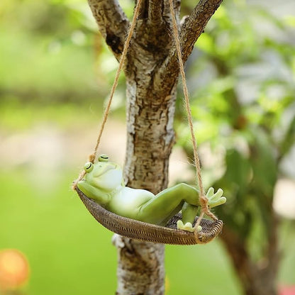Frog Statues for Garden Outdoors Hanging Sleeping Frog Sculptures Swing Home Décor