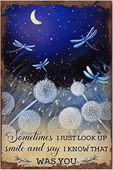 Dragonfly Tin Sign Night Sky Metal Poster Vintage, I Know That was You, Wall Art Decor Gifts for Home Bar Kitchen Restaurant Bedroom Garden Plaque 8x12 Inch