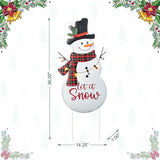 Glitzhome Lighted Metal Christmas Snowman Yard Stake with Colorful Strawberry Bulbs, 36" H Let it Snow Outdoor Decor, Iron Snowman Sign for Holiday Lawn & Garden