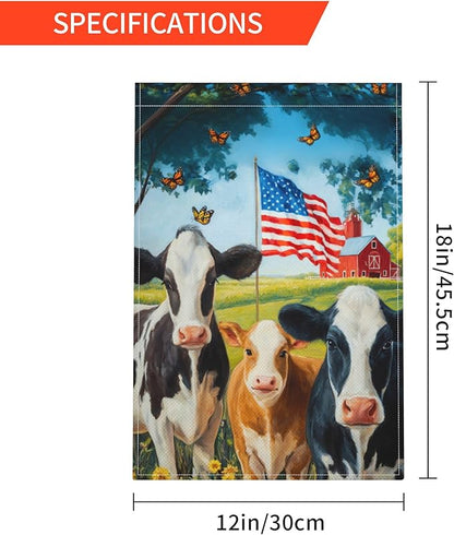 Cow Print Garden Flag Seasonal Double Sided 12 x 18 Inch Small Yard Flag for Indoor Outdoor Decor Holiday All Seasons