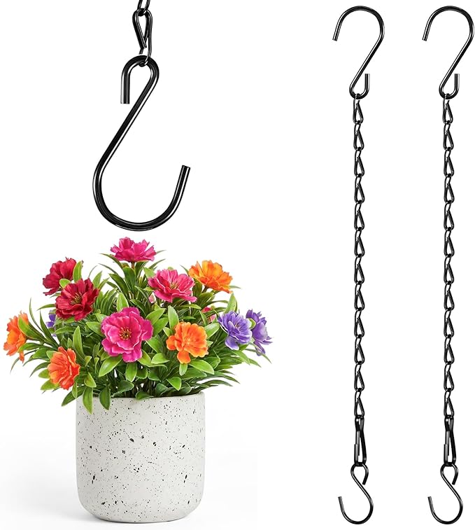 EBOOT 2 Pcs Hanging Chain for Bird Feeders, Planters, Lanterns and Ornaments (23.6 Inch,Black)