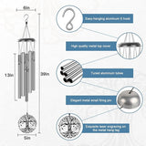 Sympathy Wind Chimes for Loss of Loved One, Memorial Windchimes for Lost Father Mother, Remembrance Bereavement Gift, in Memory of Dad Mom Metal Funeral Decor for Garden Outdoor (39“ Silver)