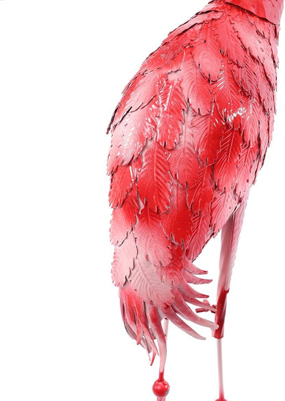 Outdoor Flamingo Garden Statues Set of 1/2/3, Metal Lawn Art Decorations with Rustproof Iron, Lifelike Tropical Bird Sculpture for Yard Patio Terrace Wedding Birthday Gift
