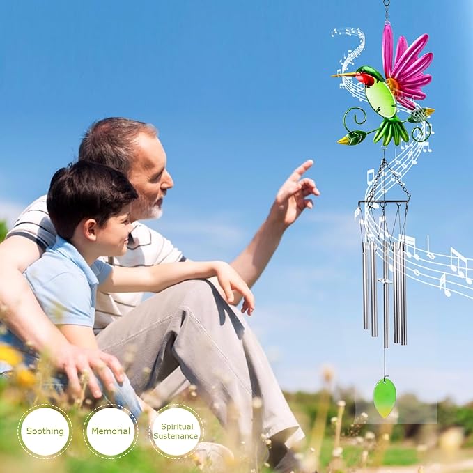 Taman Wind Chime for Outside - Hummingbird Wind Chimes for Outside Aluminum Tubes Decorative Memorial Gift, for Home, Outdoor, Yard, Patio,Garden Decor