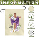 Lent Garden Flag 12x18 Inch Christian Easter Yard Flags with Cross Purple Cloth Lilies and Candles Religious Spring Outdoor Banner for Ash Wednesday Resurrection Faith Church Home Porch Decor
