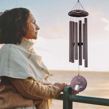 Sympathy Wind Chimes, Personalized Wind Chime for Loss of Loved Ones, Customized Tree Bird Wind Chimes, Commemorative Dandelion Wind Chime Deep Tone 36inch (Produced in USA)