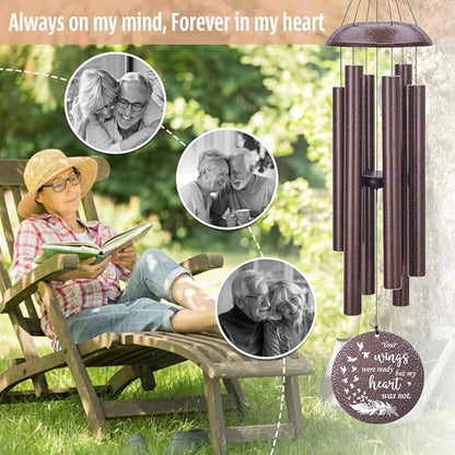 Wind Chimes Personalized, Metal Deep Tone Wind Chimes in Loving Memory, Custom Windchime for Loss of Loved Mom/Dad, Sympathy Memorial Gifts Outdoor 36inch (Produced in USA)
