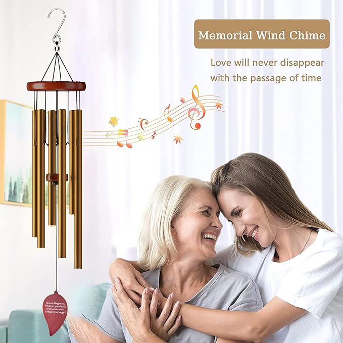 Aluminium Wind Chimes Outdoor, Garden, Patio Decoration. Classic Black Wind Chimes with Wind Catcher Beautiful Gift for Unisex