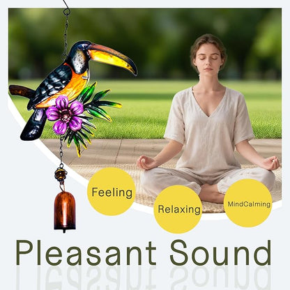 Bird Wind Chimes,Small Wind Chime for Outside,Mini Wind Bell,Toucan Outdoor Hanging Decor