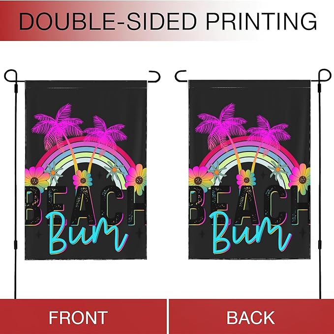 Beach Bum Garden Flags 12X18 Double Sided, Summer Small Yard Flag for Farmhouse Front Porch Lawn Outdoor Holiday Decor