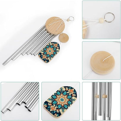Large Aluminium Wind Chimes 20.5" Inches Vintage Mandala Flowers Wind Chimes for Outside Memorial Wind Chimes Sympathy Wind Chime for Outdoor Garden Patio Decoration