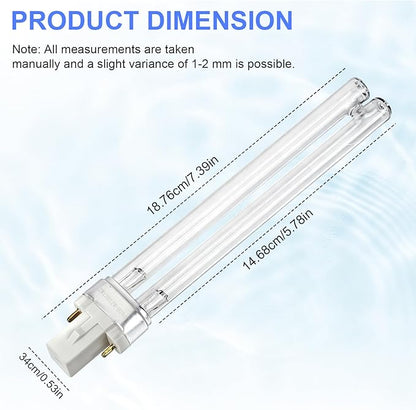 13W UVC Replacement Bulb for Pressurized Biological Pond Filter 1580 1840 2380 2630 GPH & 4-in-1 Pond Filter System Kits 950/1370 GPH, G23 Base UVC Light Bulb for Outdoor Ponds