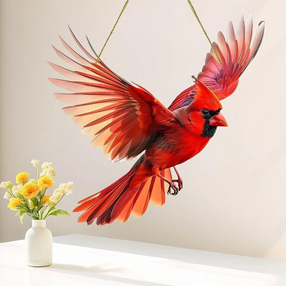 Cardinal Suncatcher Red Bird Decro Window Hanging - Acrylic Cardinal Ornaments Christmas Decorations, Cardinals Gifts for Women, Bird Lovers Indoor Outdoor Home Garden Christmas Tree Decorations