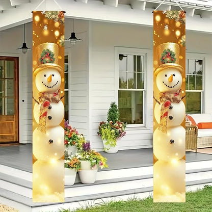 BlissYard Large Christmas Porch Banner Winter Snowman Banner 12x71 Inch Door Banners Decoration Winter Holiday Welcome Sign Front Door Porch Indoor Outdoor Festive Home Decor Hanging Vertical Flag