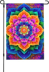 Tie Dye Flower Garden Flag Seasonal Double Sided 12 x 18 Inch Small Yard Flag for Indoor Outdoor Decor Holiday All Seasons