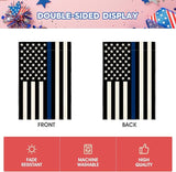 AVOIN colorlife Thin Blue Line Garden Flag 12x18 Inch Double Sided, American Stars and Stripes Police Officers Solidarity Yard Outdoor Decoration