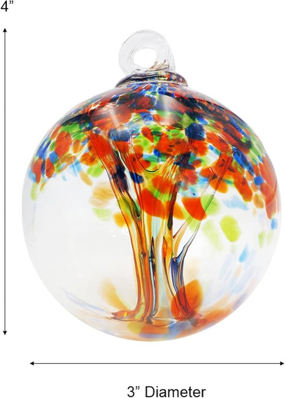 Dale Tiffany Hand Blown Glass, 3" Diameter Royal, Tree of Life Collection, Witch Globe Hanging Garden Indoor/Outdoor Decorative Ornament Gazing Ball