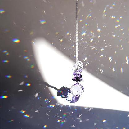 H&D 30mm Purple Chandelier Crystals Ball Rainbow Octogon Chakra Hanging Suncatcher Decorating Balls