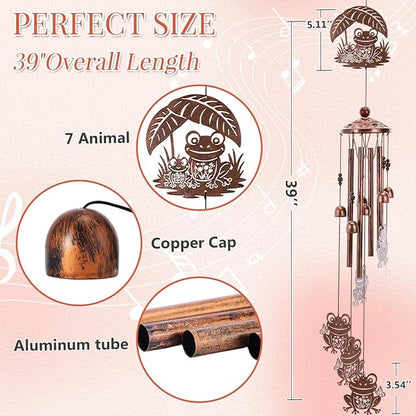 Frog Wind Chimes for Outside - Metal Windchimes Outdoors, Frog Gifts for Women/Men, Memorial/Birthday/Housewarming/Festival Gifts, Chimes for Garden Decor Patio Yard Outdoors