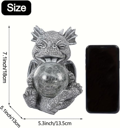 Solar Powered Garden Dragon Statue with Glowing Glass Ball - Outdoor Decoration, Automatic Dusk to Dawn, Weather Resistant Sculpture for Gardens, courtyards, and terraces - Unique Gift