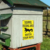 Retro Funny Metal Sign Sheet Signs Tin Sign,Squirrel Feeding Area Watch Your Nuts,Outdoor Home Wall Decoration,Size：8x12inch