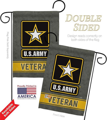 US Army Veteran Garden Flag - 2pcs Pack Armed Forces Rangers United State American Military Retire Official - House Decoration Banner Small Yard Gift Double-Sided Made in USA 13 X 18.5
