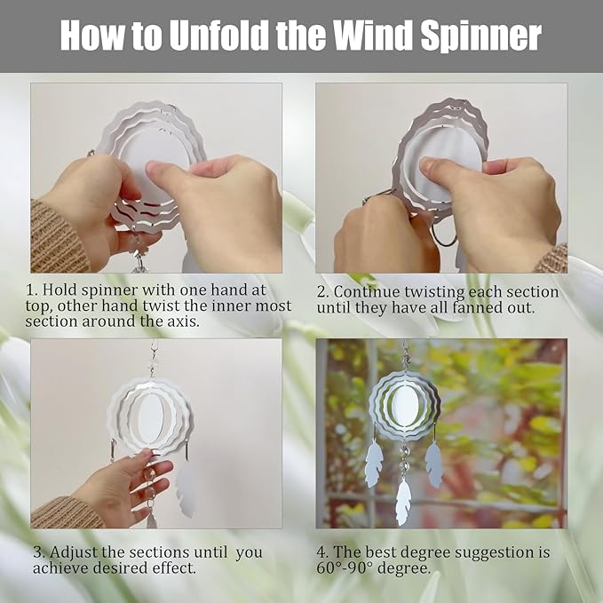 8Pack 4inch Sublimation Wind Spinner Blanks 3D Aluminum Metal Wind Sculpture Kinetic Spinners for Yard and Garden Indoor Art Ornaments Hanging Decoration (Dream Catcher)