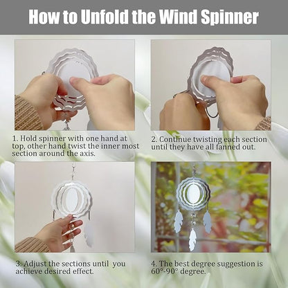 8Pack 4inch Sublimation Wind Spinner Blanks 3D Aluminum Metal Wind Sculpture Kinetic Spinners for Yard and Garden Indoor Art Ornaments Hanging Decoration (Dream Catcher)