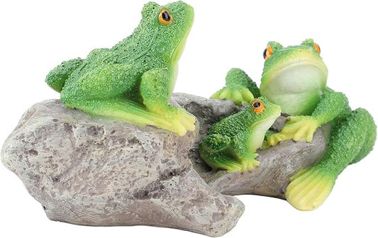 Pissente Frog Statue Garden Decor, Resin Weatherproof Outdoor Figurine, Lawn Ornament for Indoor Outdoor Patio Yard, 1 Pair, Frogs On The Stone