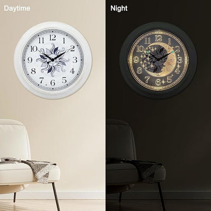 OCEST Large 15 Inch Metal Waterproof Outdoor Clock, Silent Illuminated Night Light Battery Operated Wall Clocks for Garden Pool Patio Living Room Decorative Decor
