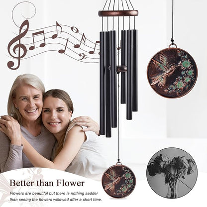 Sympathy Wind Chimes for Outside 34" Vintage Hummingbird Memorial Wind Chimes Outdoor for Garden Patio Porch Decoration Birthday Memorial Sympathy Gift for Loved One Mom Dad Grandpa Grandma Friends