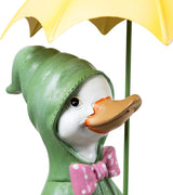 Sitting Duck in Raincoat and Umbrella Outdoor Garden Statue - 10.5"
