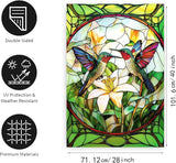 Stained Glass Hummingbird House Flag 28x40 Double Sided Large Decorative Flags For Outside Spring Floral Garden Flag Summer Flower Yard Flags for Lawn Porch Patio Decor