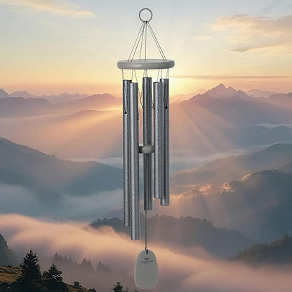 Woodstock Chimes Signature Collection, Chimes of Bali, 25'', Silver World Music Wind Chimes for Outdoor, Patio, Home or Garden Decor (BWAS)