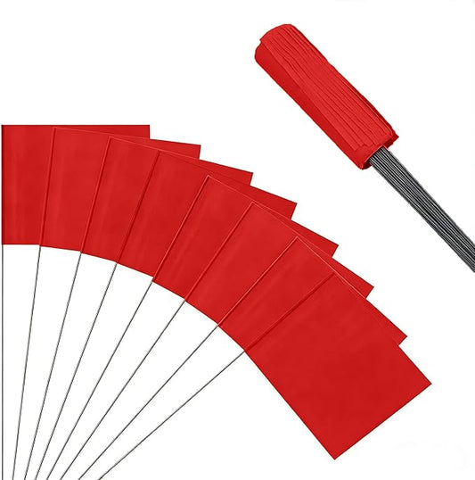 50Pack Red Marking Flags, JIZHGRAD 13x4x5 Inch Marker Flags Use for Yard & Lawn, Boundary & Dog Training, Survey & Landscape, Sprinkler & Surveyor, Garden & Construction, High Visibility, Sturdy, Versatile, UV & Weather Resistant