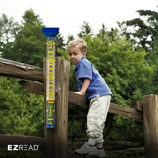 Headwind EZRead 21” Giant Professional Outdoor rain Gauge, USA Made Heavy Duty All Weather Freeze Proof Stake or mountable with Float, Blue (820-1002BLU)