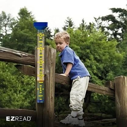 Headwind EZRead 21” Giant Professional Outdoor rain Gauge, USA Made Heavy Duty All Weather Freeze Proof Stake or mountable with Float, Blue (820-1002BLU)