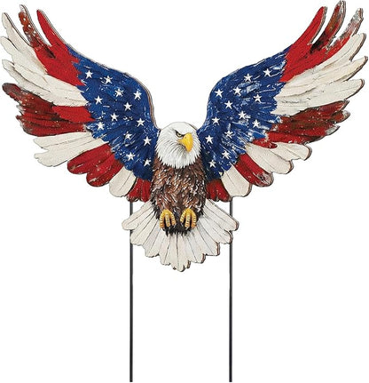 Amyhill 4th of July Outdoor Decor Patriotic Eagle Metal Garden Stakes Decorative Red White Blue Star Yard Signs with Stakes for Independence Day Memorial Day Garden Lawn Decorations