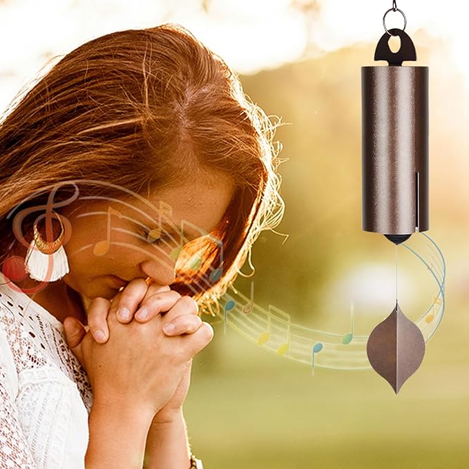 Deep Tone Heroic Windbell Large Cylinder Wind Chimes Antique Metal Outdoor Wind Chime Temple Wind Chime Memorial Wind Chimes Suitable for Patios Gardens Yards Porches (L-19.7inch)