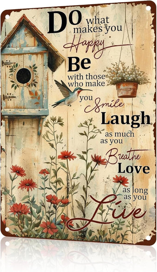 Funny Garden Decor Gather Here With Grateful Hearts Vintage Metal Signs Garden Tin Sign for Home Outdoor Wall Decor 8×12 Inch