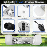 Ultrasonic Mist Maker 8 Head Mist Maker Fogger 6000ml/H Ultrasonic Mister Fogger 300W Atomizer Pond Fogger IP67 Waterproof Fog Mist Machine with Float for Garden Rockery Halloween Decor (8 Heads)