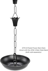 Fluted Flower Black Aluminum 8.5 ft. Rain Chain with Gutter Installation Clip by Good Directions