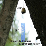Japanese Wind Chime Cast-Iron Outdoor Ornament for Garden, Patio & Balcony, Hanging Metal Wind-Bell Decoration Gift, Blessing Pendant Windchimes & PVC Wind-Catcher, Waterline - Yellow