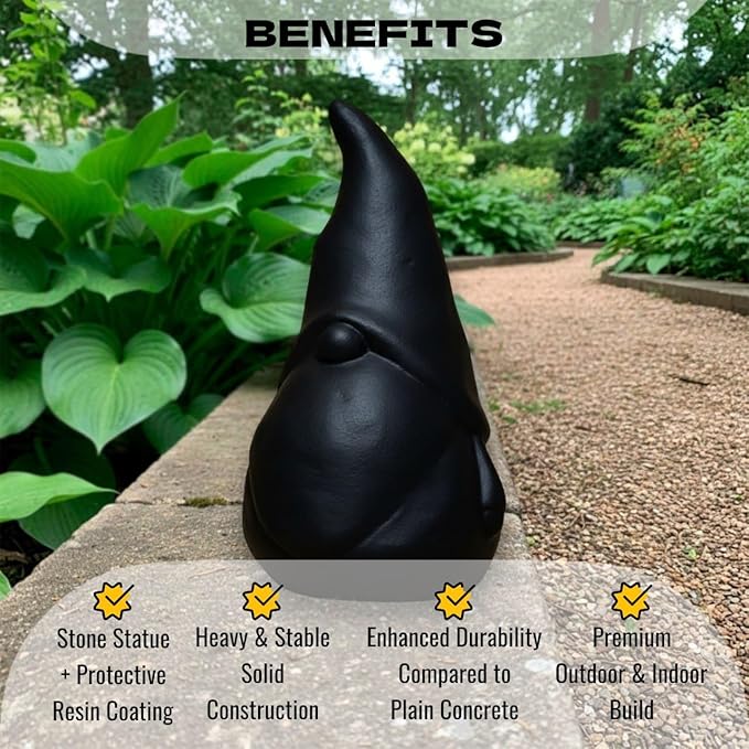 OLOMA Outdoor Garden Gnome Statue Heavy Stone Sculpture with Protective Resin Coating Weather Resistant Decorative Garden Accent for Yard Patio Lawn and Entryway